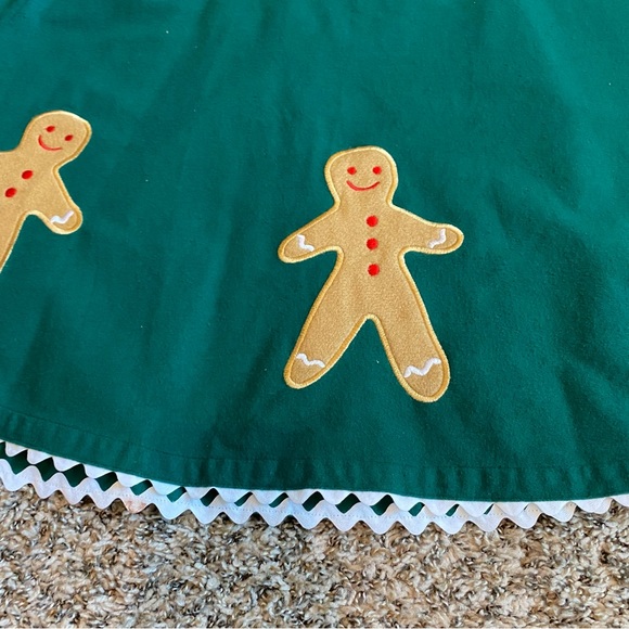 LL Bean Kids Vintage Gingerbread Appliqué Green Skirt Fleece Cardigan Tneck 14 - Picture 4 of 16